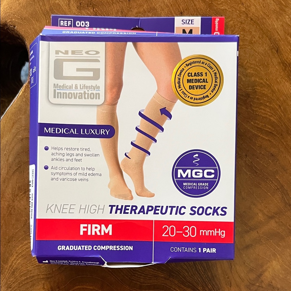 Beige Knee High Therapeutic Socks - Firm Compression